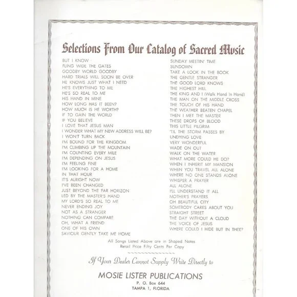 Led By the Master’s Hand – Mosie Lister (1954) Vintage Gospel Sheet Music Good+ - Picture 2 of 3
